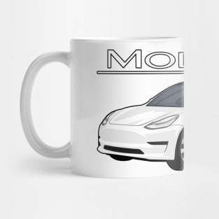 The Model 3 Car electric vehicle white Mug